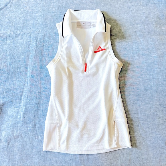 EUC♥️ADIDAS STELLA McCARTNEY SLEEVELESS QUARTER ZIP POLO TOP SHIRT TANK WHITE XS - Picture 2 of 6